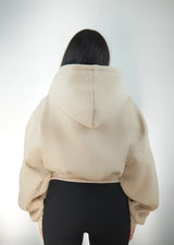 Oversized Cropped Hoodie - Sand