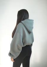 Oversized Cropped Hoodie - Charcoal