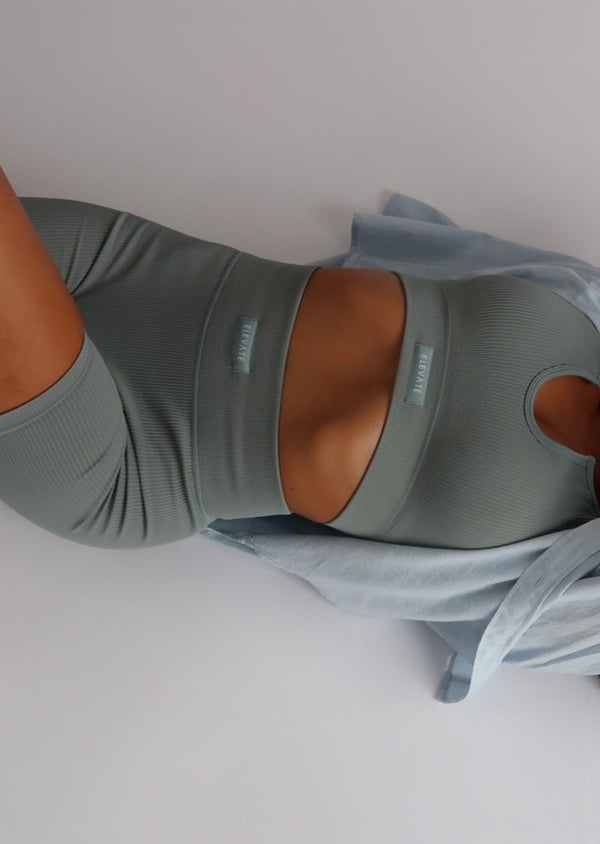 Safari Ribbed V Bra Blue-Grey
