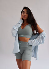 Safari Ribbed V Bra Blue-Grey