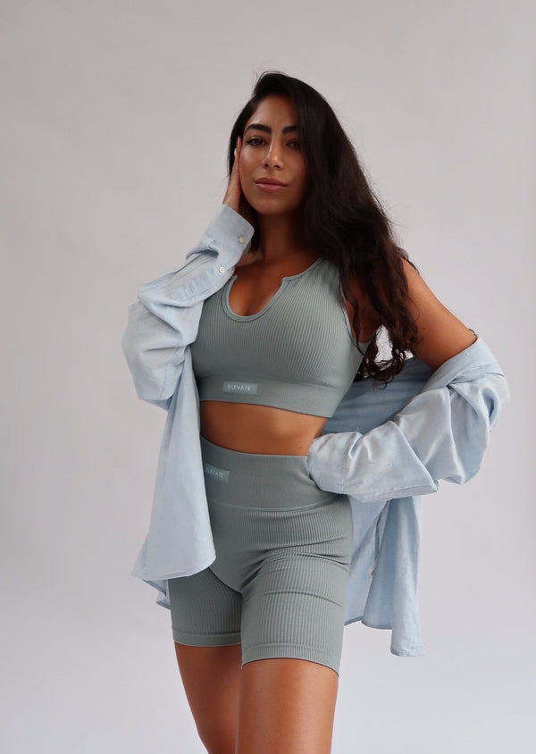 Safari Ribbed V Bra Blue-Grey