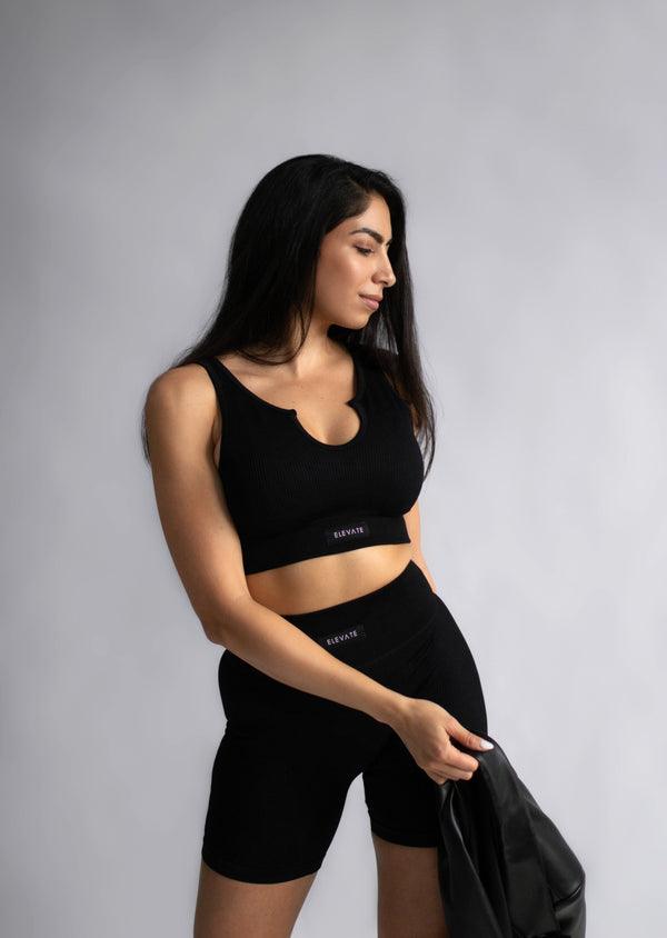 Safari Ribbed V Bra Black