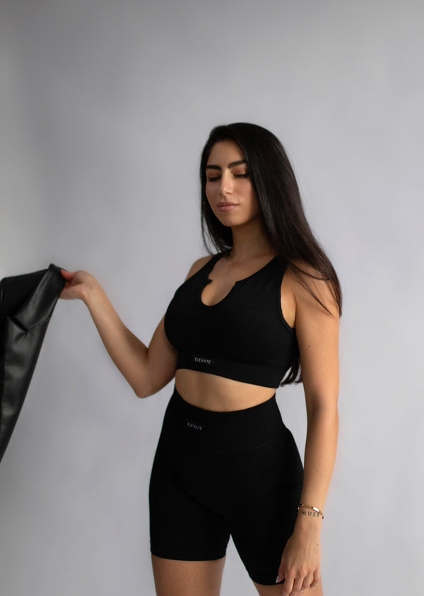 Safari Ribbed V Bra Black