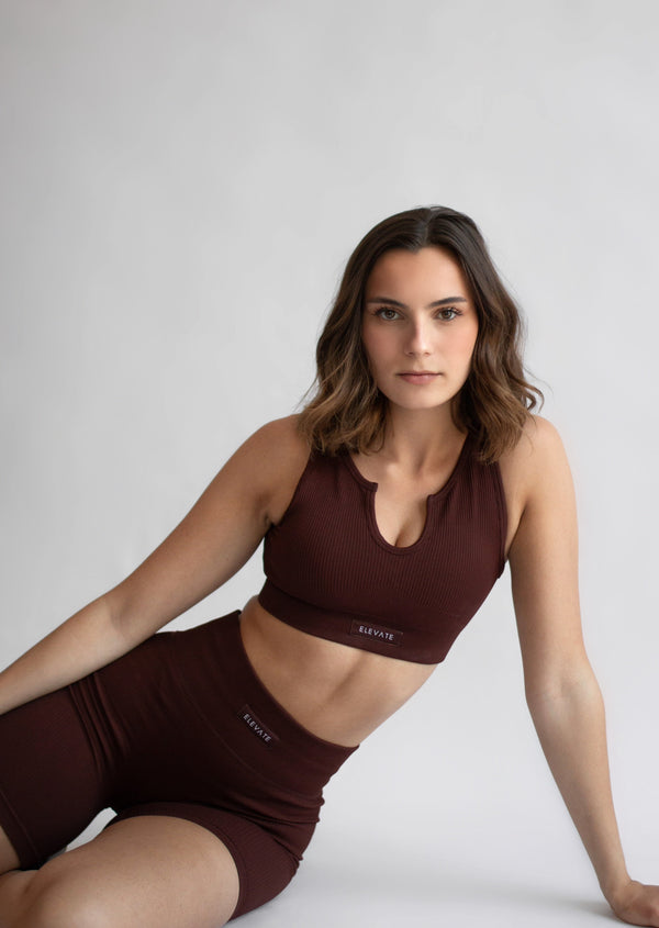 Safari Ribbed V Bra Wine